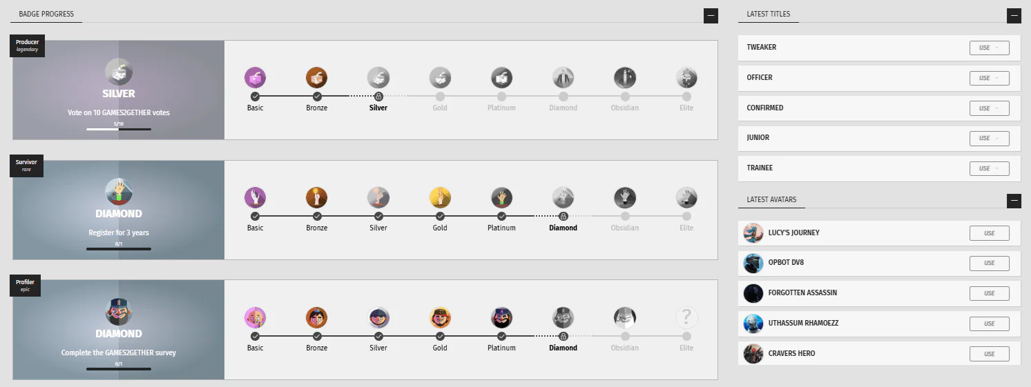 Badge progress and gamified loyalty titles